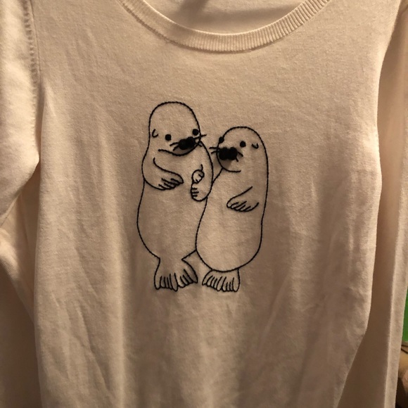 Adorable LOFT sweater with two manatees - Picture 3 of 4